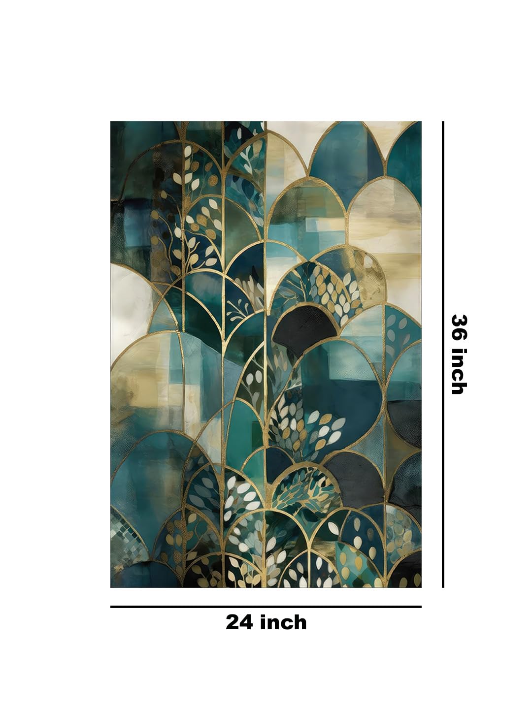 999Store Abstract Green And Gold Canvas Art With Geometric Patterns - Modern Wall Decor For Stylish Homes(24X36 Inch_ Canvas) Fl